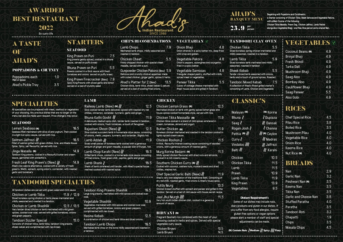 a la carte menu