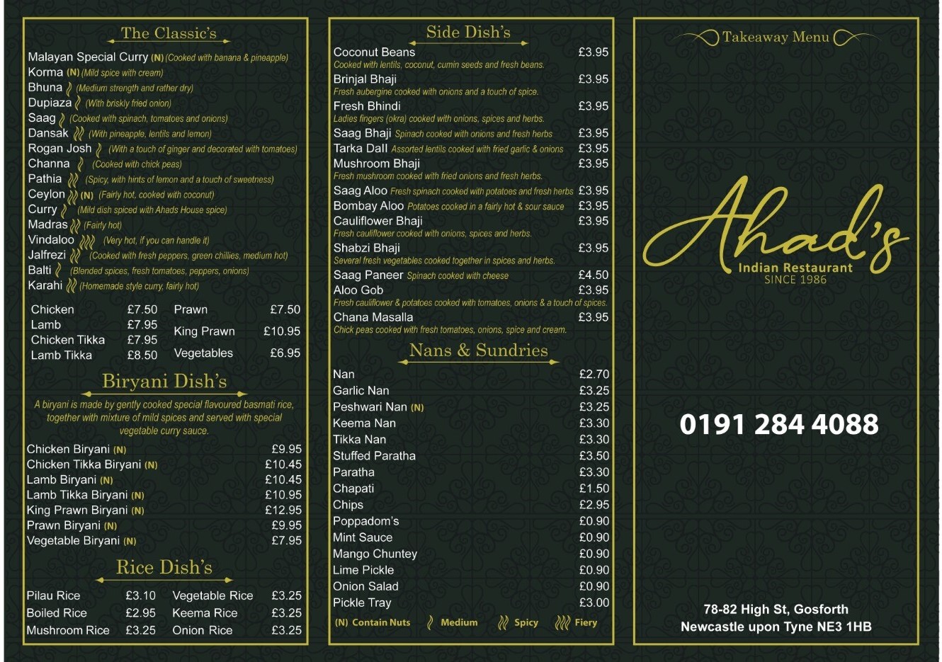 takeaway menu